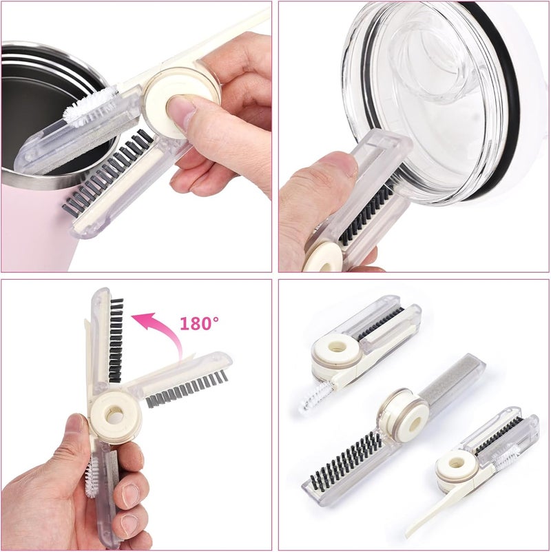 Funnacle 4 in 1 Cup Lid Cleaning Brush Set - No Exposed Wet Parts, Multifunctional Lid Cleaner, Silicone Cup Lid Gap Cleaner, Multipurpose Bottle Gap Cleaner Brush Blue 1 pcs - Image 2
